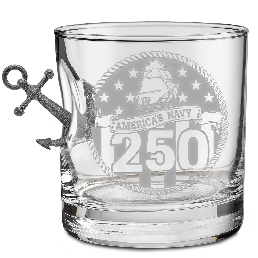 US Navy 250th Anniversary Rocks Glass