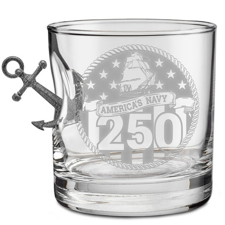 US Navy 250th Anniversary Rocks Glass