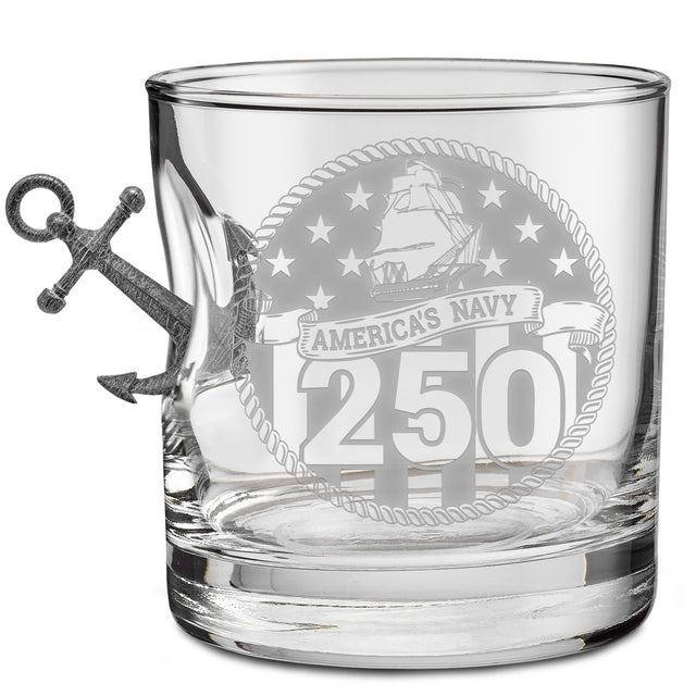 US Navy 250th Anniversary Rocks Glass