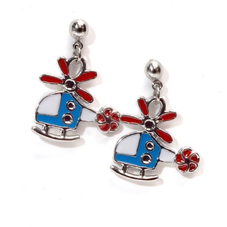 Enamel Helicopter Earrings