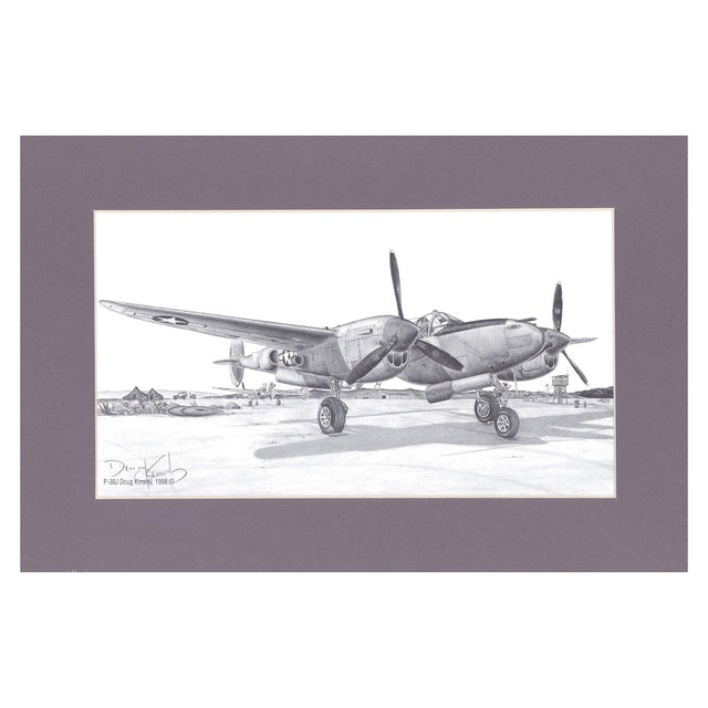 Kinsley P-38J 12x19 Matted Print