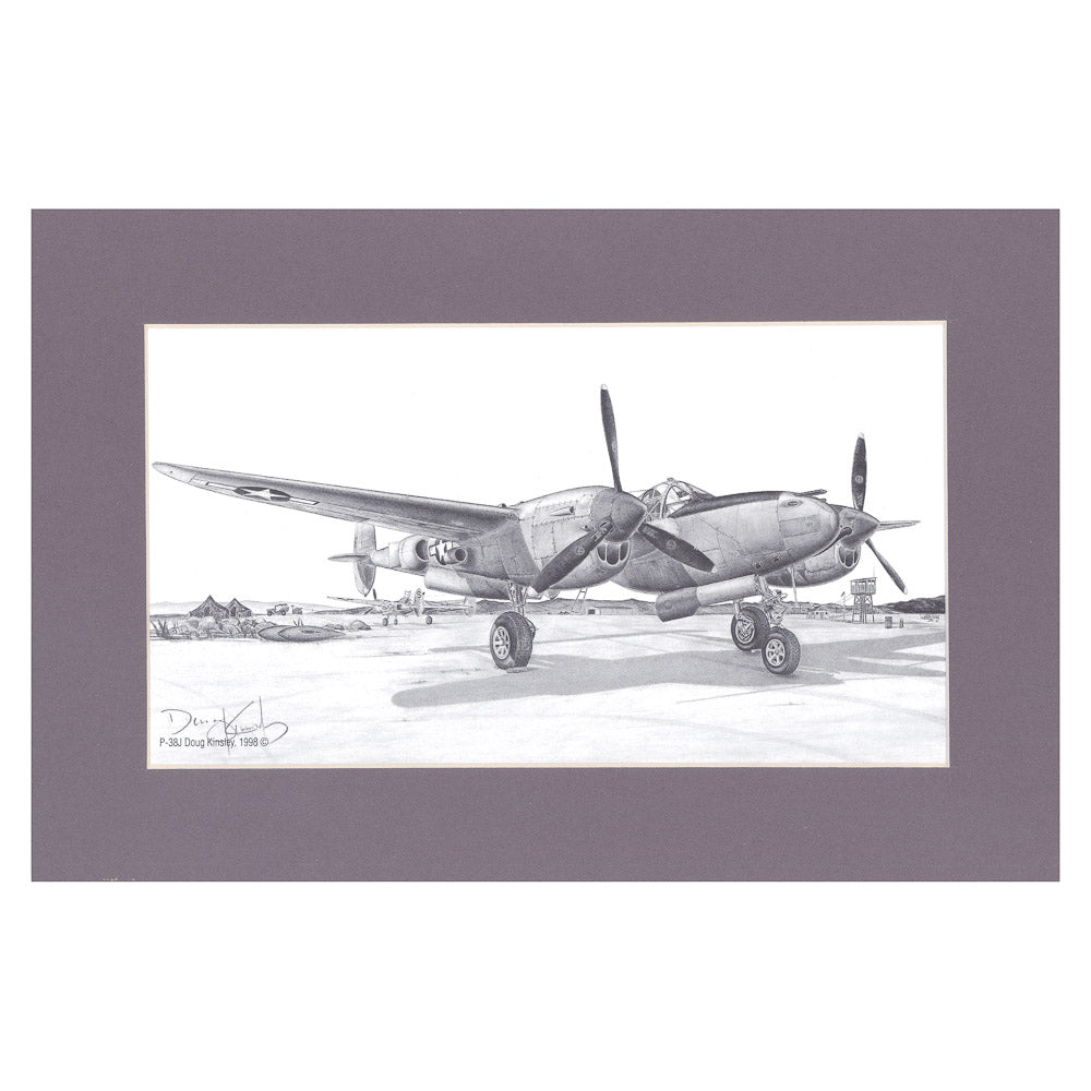 Kinsley P-38J 7x11 Matted Print