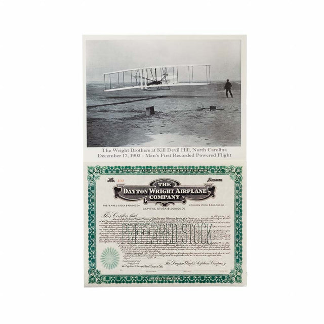 Limited Edition Wright Brothers Photo and Stock Certificate Replica