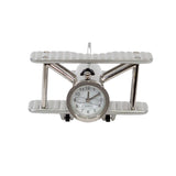 Silver Biplane Desk Clock