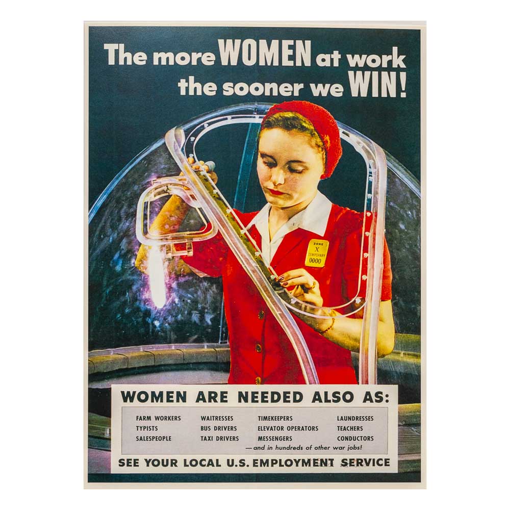 The More Women at Work The Sooner We WIN! Vintage Reproduction Poster
