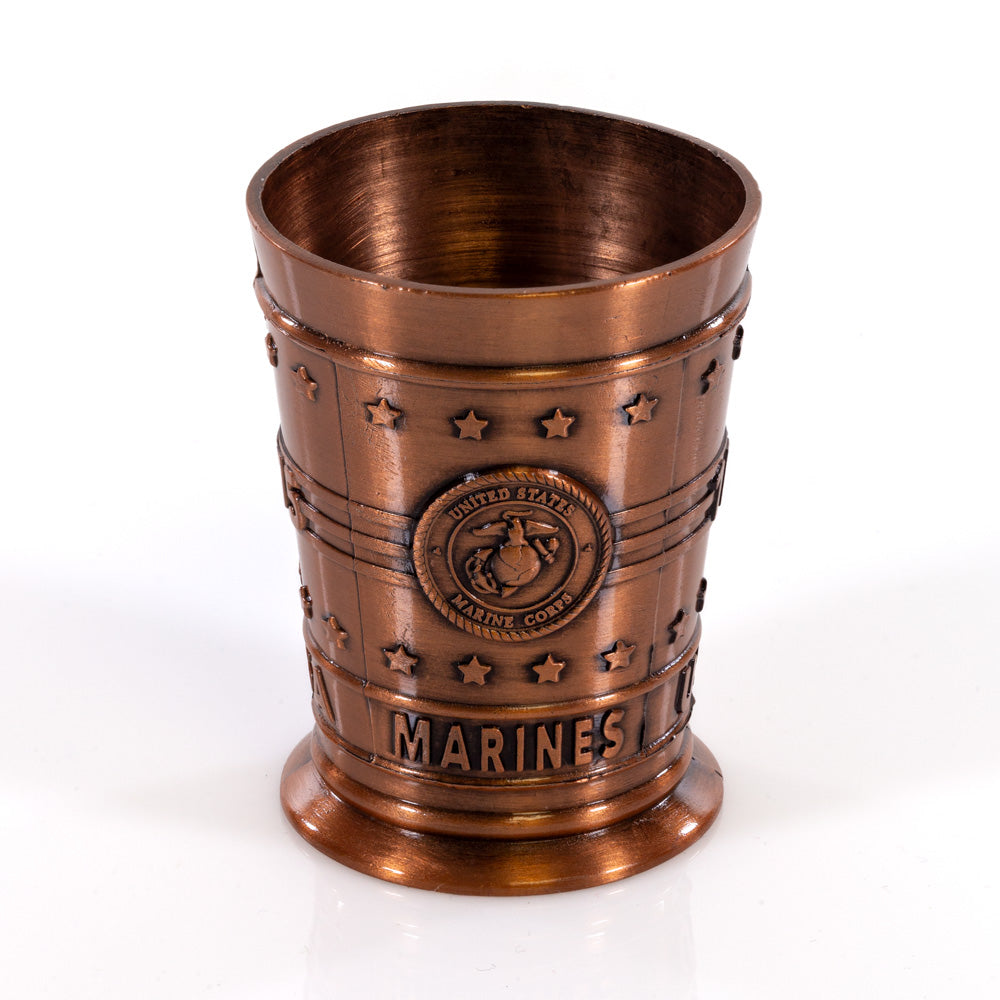 U.S Marines Molded Metal Shot Glass