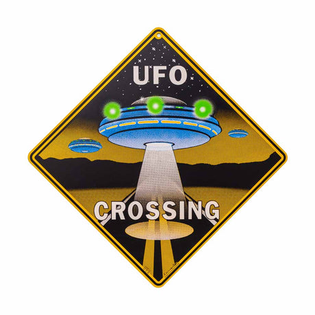 UFO Crossing Metal Sign